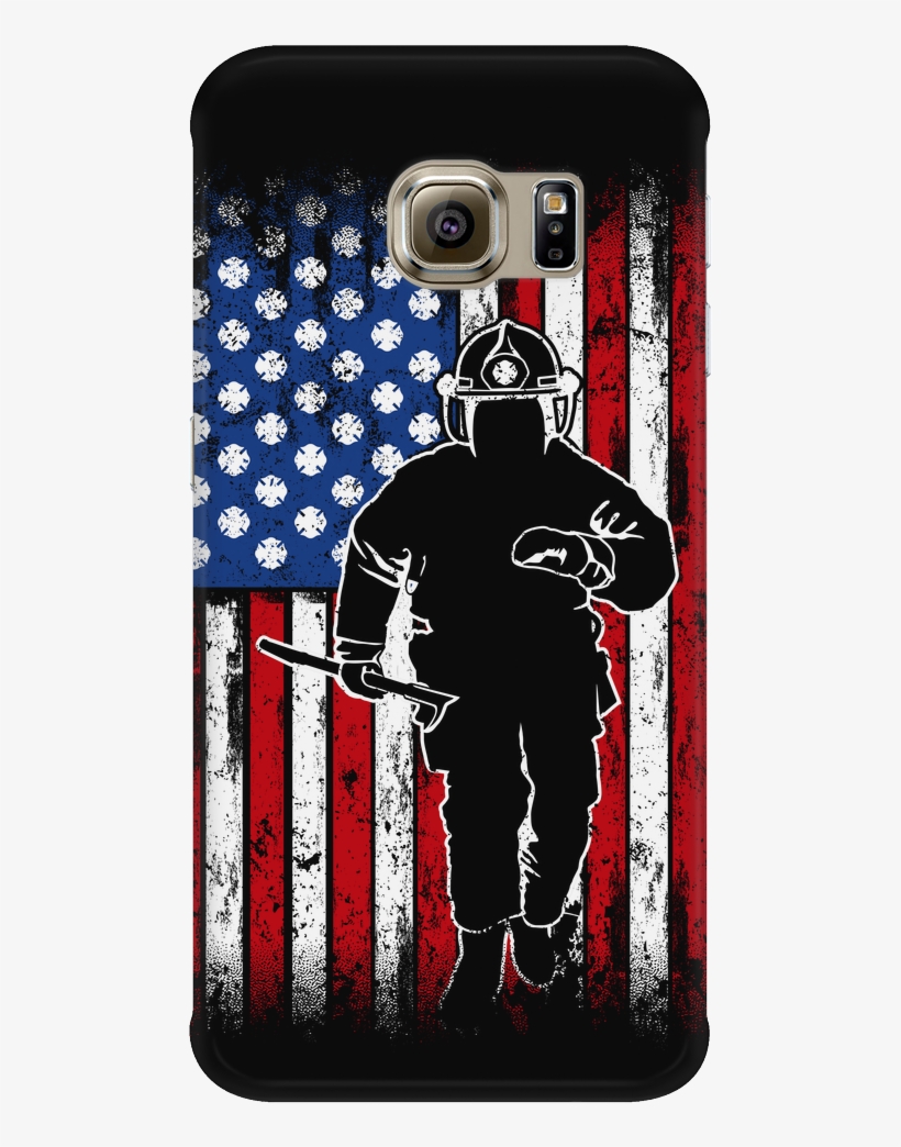 Galaxy S6 Edge Firefighter Flag Phone Case - American Flag Firefighter Shirt, transparent png download