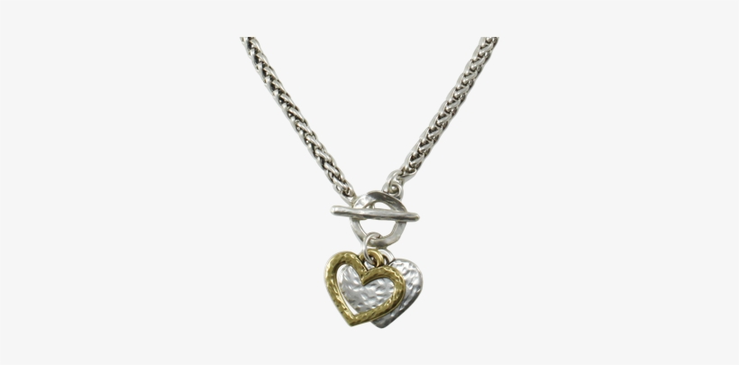 Mottled And Open Heart Rope Chain Necklace, Two Tone - T Name In Locket, transparent png download