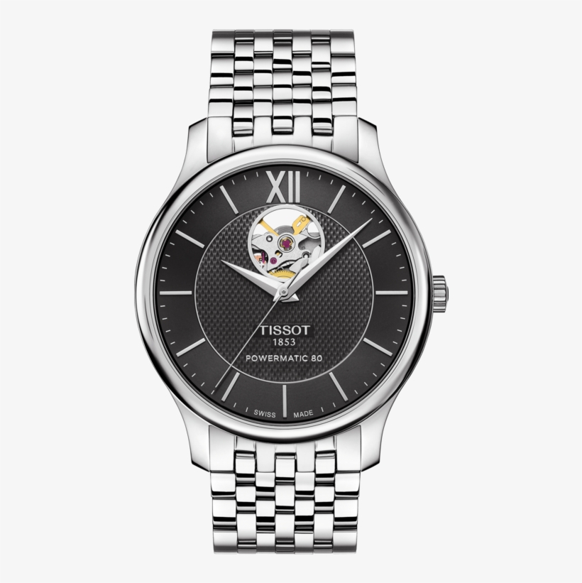 Tissot Tradition Powermatic 80 Open Heart Watch With - Tissot T063 907.11 058.00, transparent png download
