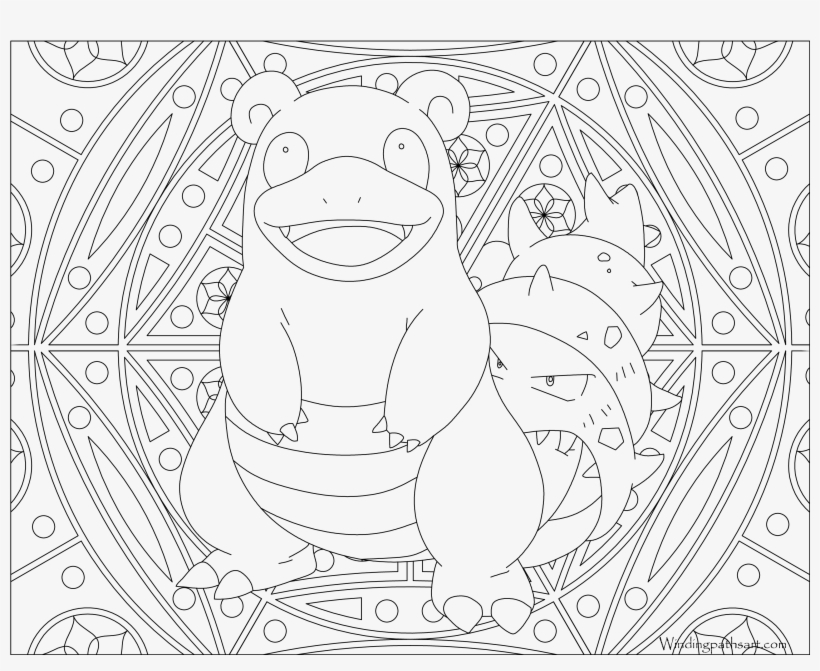 #080 Slowbro Pokemon Coloring Page - Pokemon Adult Coloring Pages, transparent png download