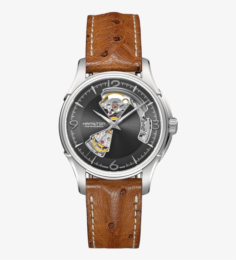 Jazzmaster Open Heart Auto - Hamilton Jazzmaster Open Heart Automatic Brown Leather, transparent png download