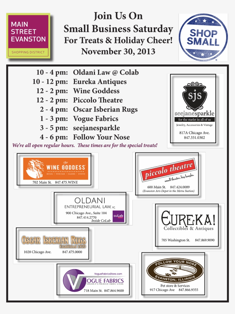 Small Business Saturday Event, November 30th Oldani - Portable Network Graphics, transparent png download