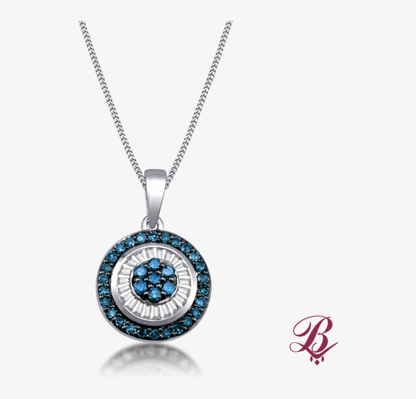 Enhanced Blue And White Diamond Pendant - Gold, transparent png download