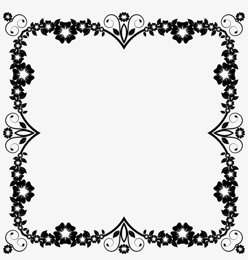 Flower Frame Extrapolated 2 Clip Art Free - Border Design Black And White, transparent png download