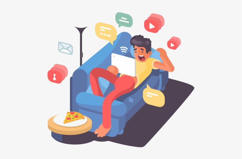Internet Entertainment - Dibujo Hombre Descansando En El Sofa, transparent png download