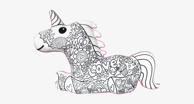 Drawn Unicorn Magical Unicorn - Iscream Color Me Pillows, transparent png download