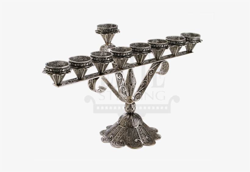 Close Filigree Silver Chanukah Menorah, transparent png download