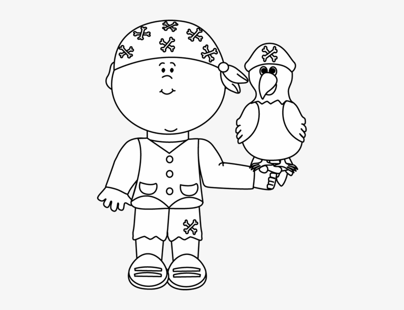 Black And White Pirate With Parrot Clip Art Pirate Parrot Clipart