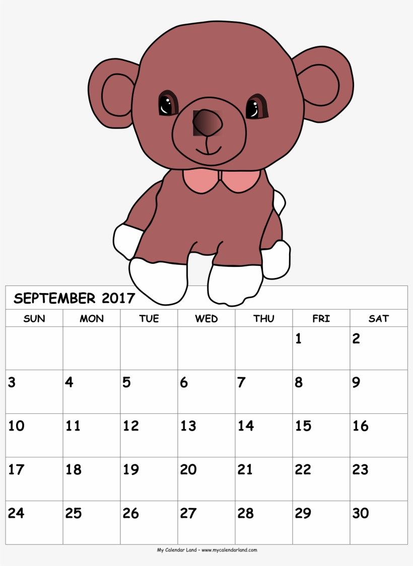 September 2017 Kids - Calendar May 2018 For Kids, transparent png download