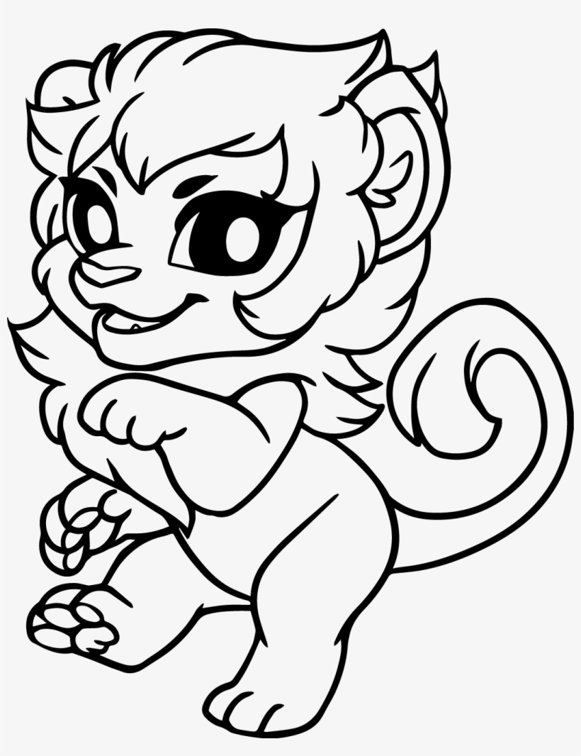 Chibi-lion - Line Art, transparent png download