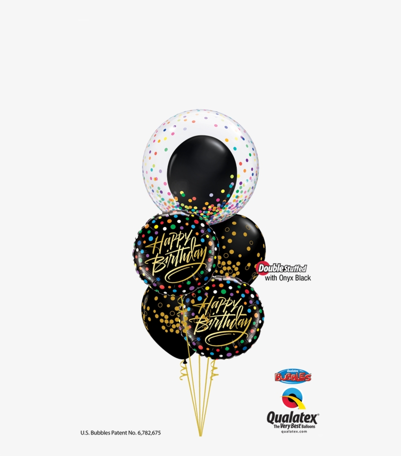 Birthday Black & Gold Confetti Balloon Bouquet Consists - Qualatex, transparent png download
