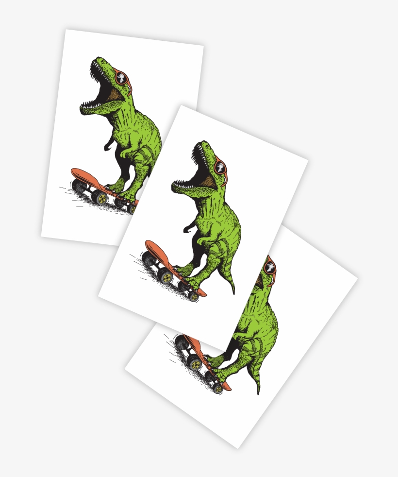 Dino Skate - Skate Temporary Tattoos, transparent png download