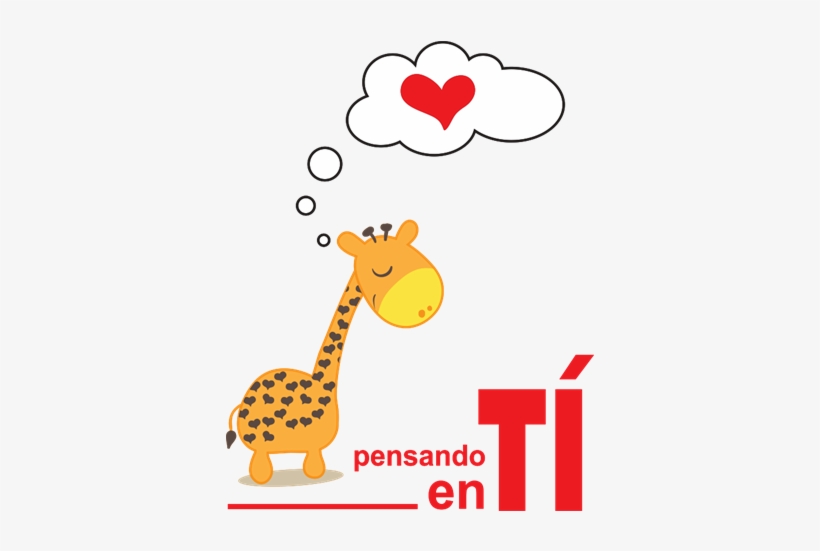 Vinilo Infantil Jirafa Enamorada Mensaje Pensando En - Mensaje Pensando En Ti, transparent png download