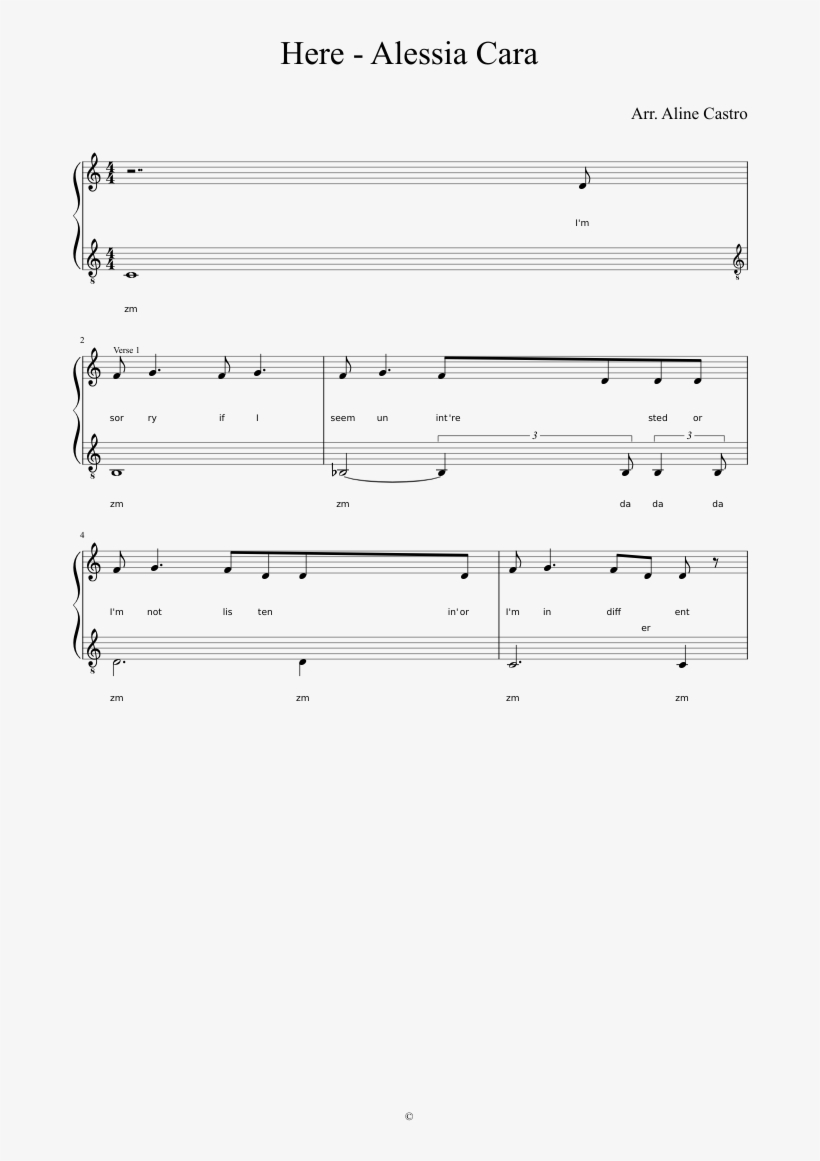 Alessia Cara Sheet Music Composed By Arr - Black-and-white, transparent png download