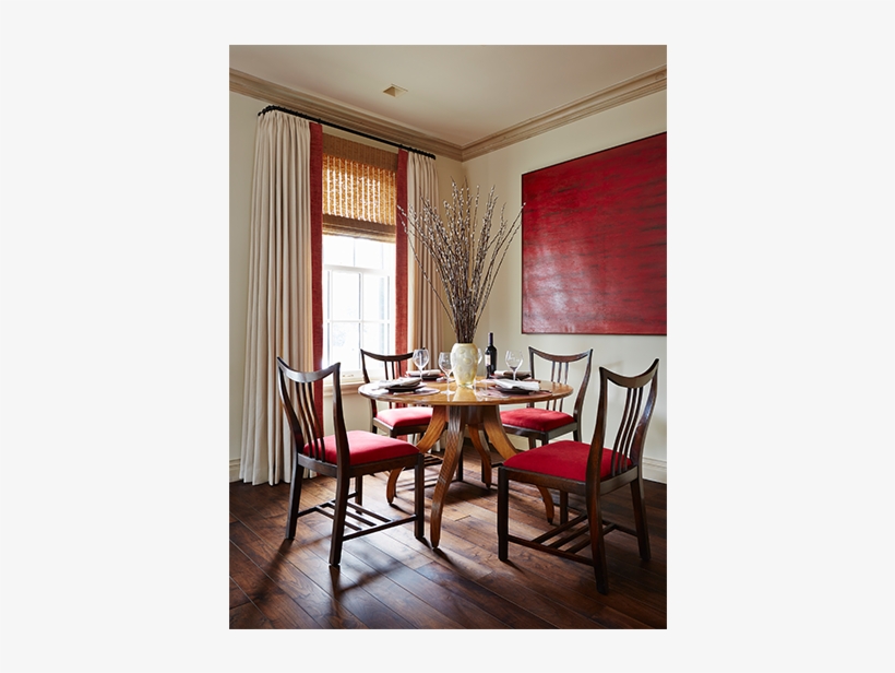 White Drapes Banded In Red - Window Covering, transparent png download