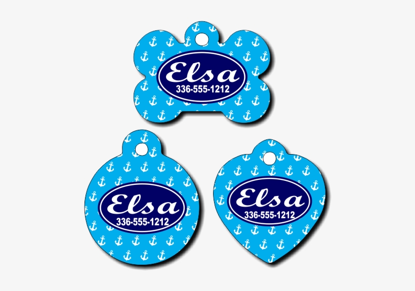 Personalized Blue Anchor Background Pet Tag For Dogs, transparent png download