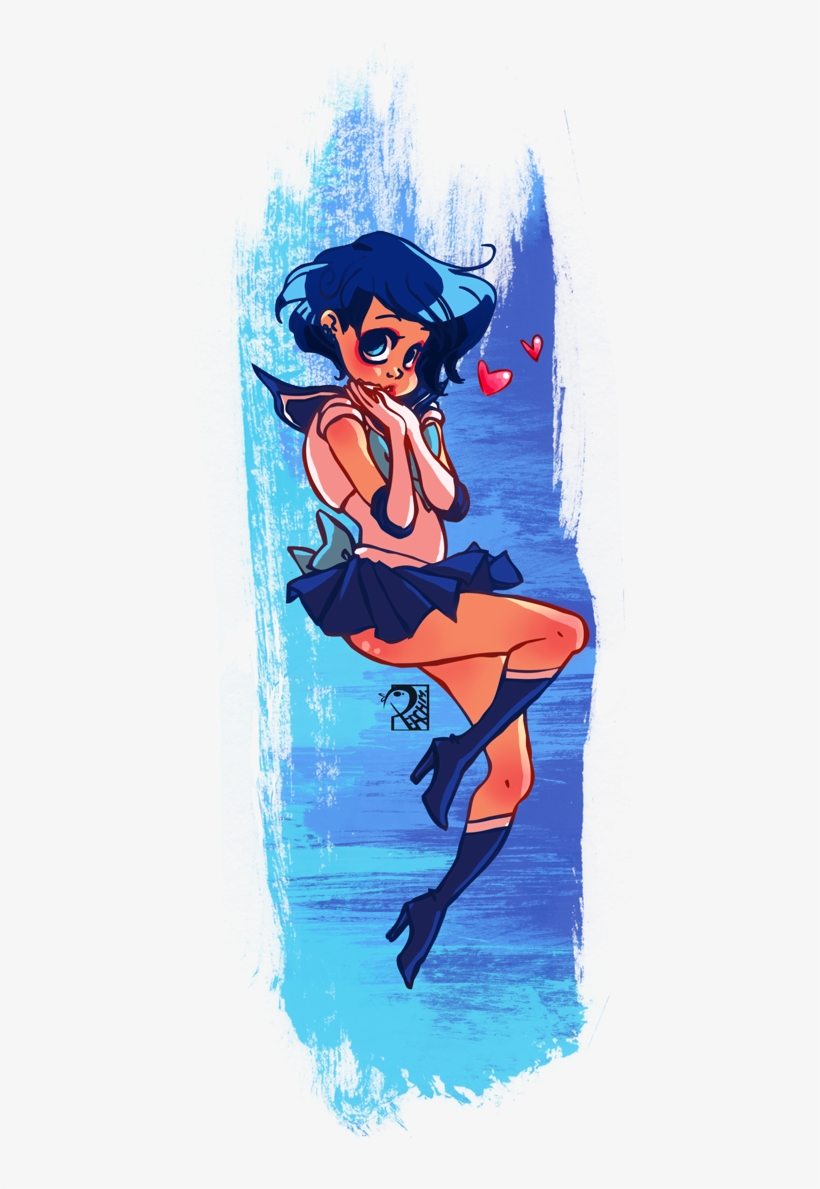 Mizuno Ami And Sailor Mercury Drawn By Peach Moerk - Sailor Mercury, transparent png download