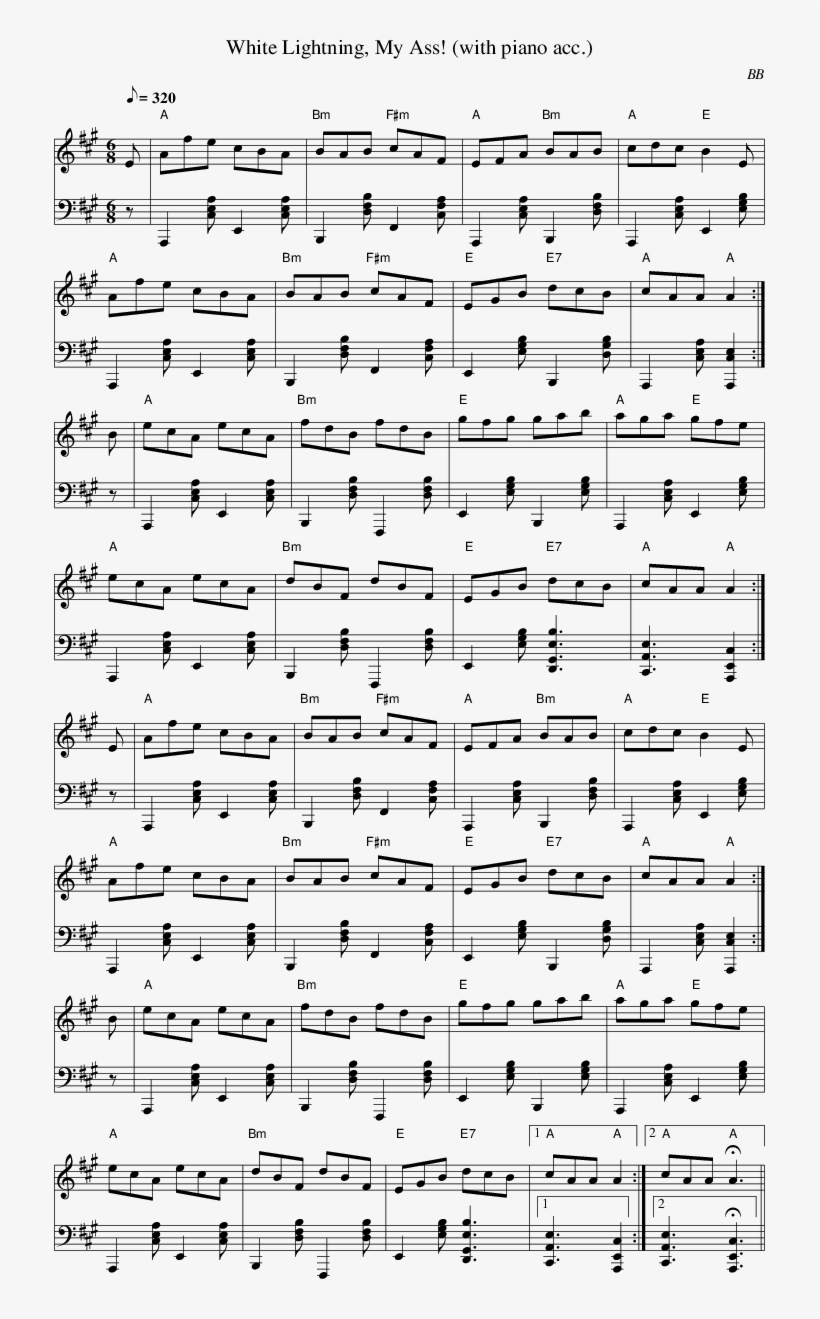 Listen To White Lightning, My Ass - Sheet Music, transparent png download