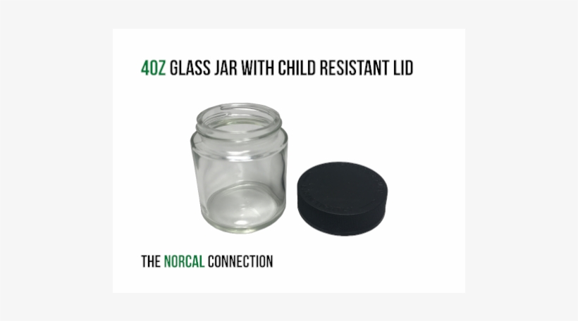 4oz Glass Jar With Child Resistant Black Lid - Telearagua, transparent png download