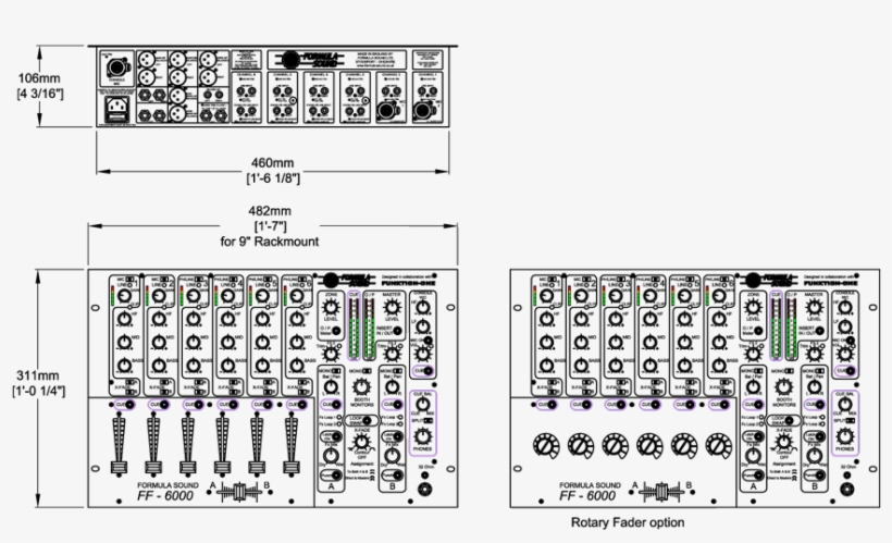Ff6000 Dj Mixer Technical Drawing - Formula Sound Ff-4000 L, transparent png download