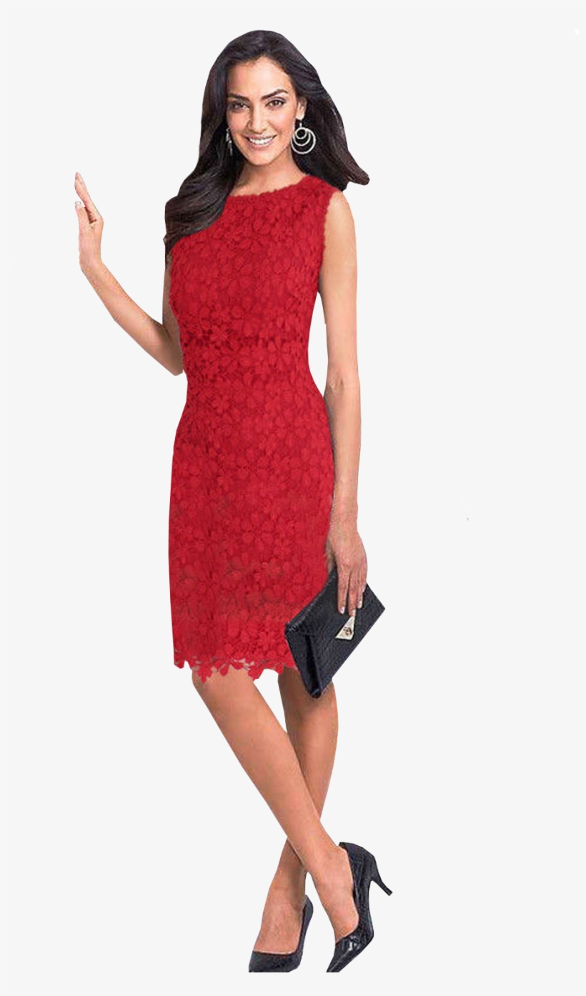 Jhonpeter Womens Summer Lace Sleeveless Pencil Style - Платье Футляр Из Гипюра, transparent png download