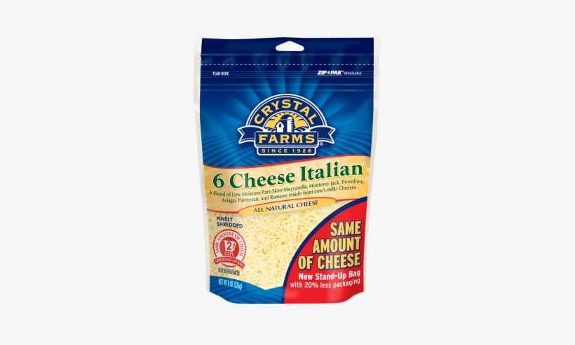 Crystal Farms Finely Shredded 6 Cheese Italian - Crystal Farms Mexican Shredded Cheese, transparent png download