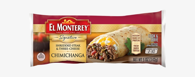 Shredded Steak & Three-cheese Frozen Chimichanga - El Monterey Shredded Steak & Cheese Chimichanga, transparent png download