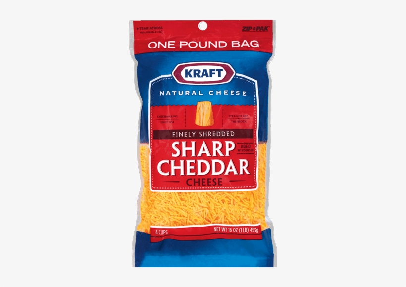 00 For Kraft Natural Shredded Cheese - Kraft Natural Sharp Cheddar Cheese, Finely Shredded, transparent png download