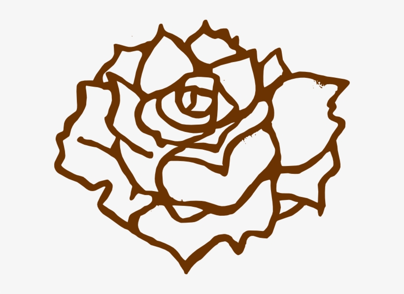 Brown Rose Clip Art - Black And White Rose Clip Art, transparent png download