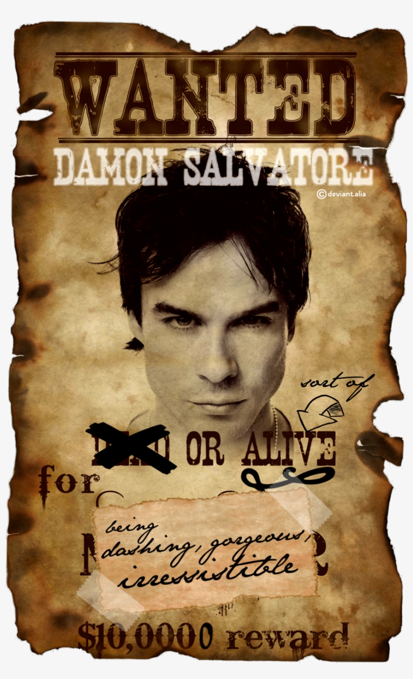 Damon Salvatore By Alia-x - Damon Salvatore Wanted Poster, transparent png download