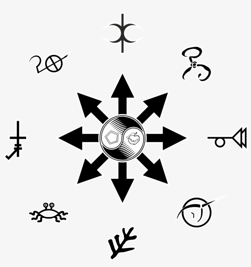 A Circle Of Religious Symbols Around A Chaos-starred - Flying Spaghetti Monster (orange) Pillow Sham, transparent png download