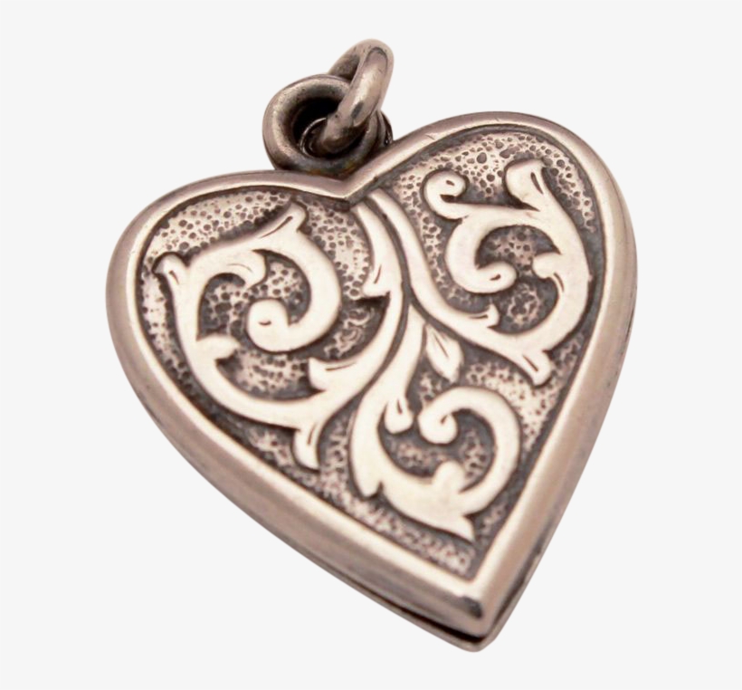 Gothic Design Sterling Puffy Heart Locket Charm Pendant - Locket, transparent png download