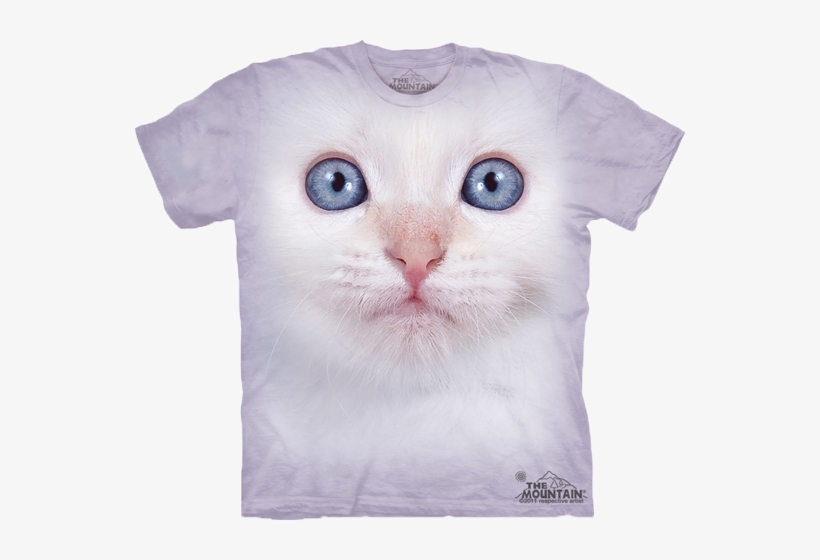 White Kitten Face Available Now At Novelty Everywear - Animal Face T Shirts Cat, transparent png download