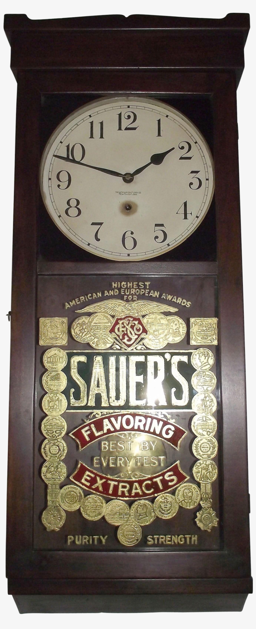 Awesome Gold Foil "sauer's Extract" Advertising Store - Quartz Clock, transparent png download