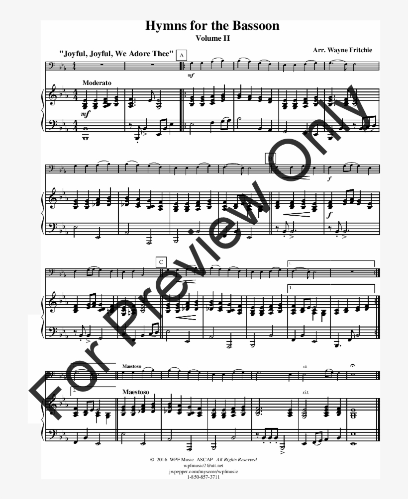 Hymns For The Bassoon Volume Ii Thumbnail - Sheet Music, transparent png download