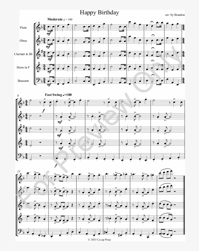 Happy Birthday For Brass Quintet Thumbnail Happy Birthday - Happy Birthday For Woodwind Quintet, transparent png download