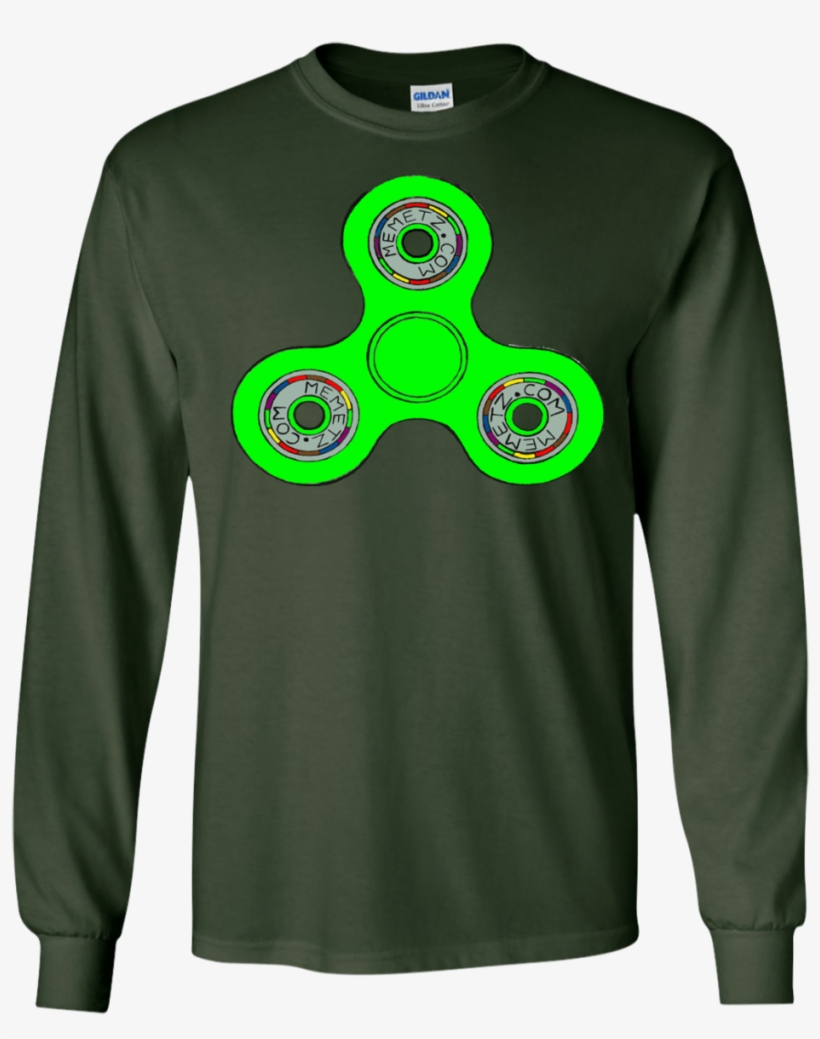 Green Fidget Spinner Gildan Ls Ultra Cotton T-shirt - T-shirt, transparent png download