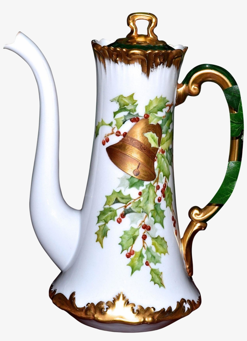 Limoges Signed Holly Berry Chocolate Pot With Gold - Portable Network Graphics, transparent png download