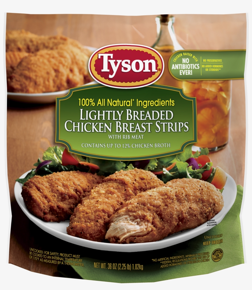 Tyson Fully Cooked Lightly Breaded Chicken Strips Oz - Tyson Hot And Spicy Chicken Chunks, transparent png download