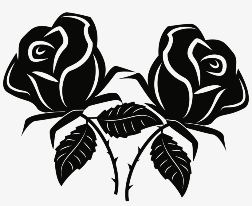 Black Rose Sticker Download Corel - Rose Sticker Black And White, transparent png download