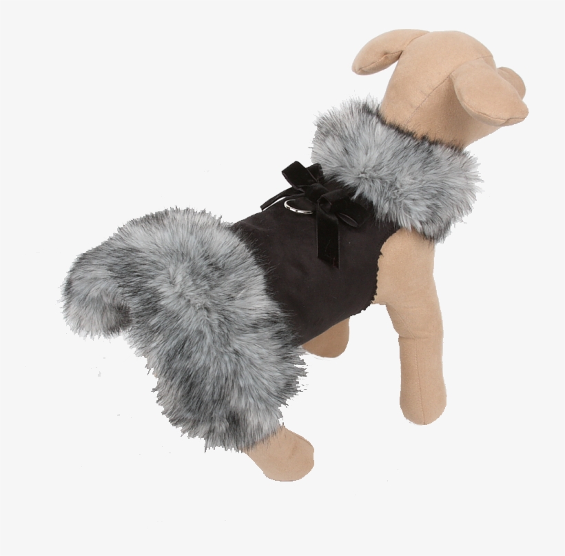 Fur Coat Velvet Bow Black Tip Silver Fox - Fur, transparent png download