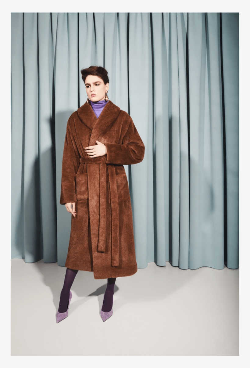 Brown Faux Fur Coat - Fake Fur, transparent png download