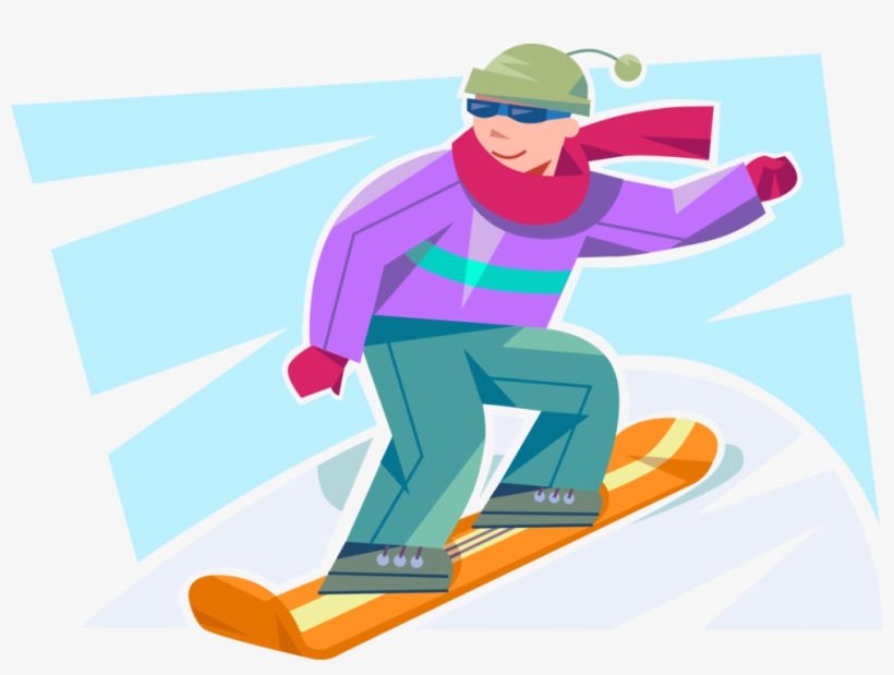Vector Illustration Of Snowboarder Snowboards Down - Skier Stops, transparent png download