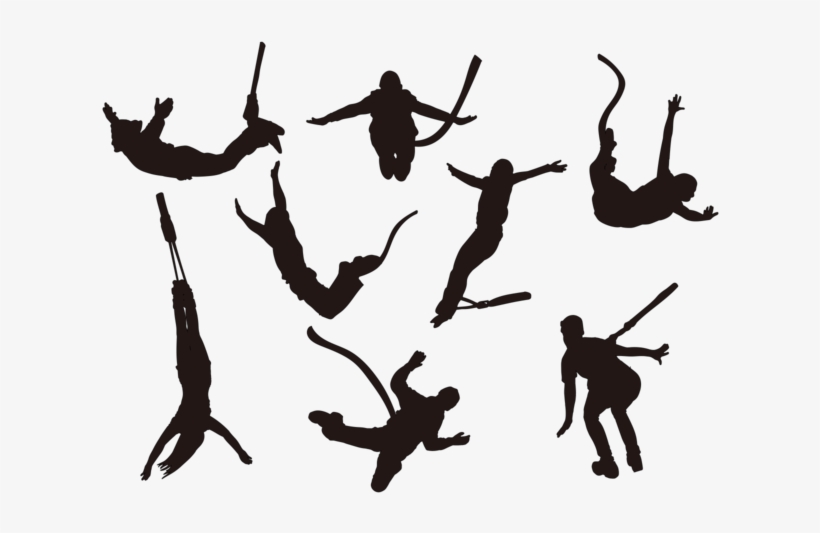 Bungee Jumping Silhouettes Vector - Jumping Off From A Building Silhouette, transparent png download
