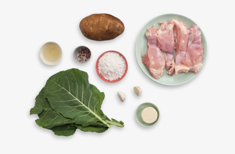Crispy Chicken With Mashed Potato & Spicy Collard Greens - Mashed Potato, transparent png download