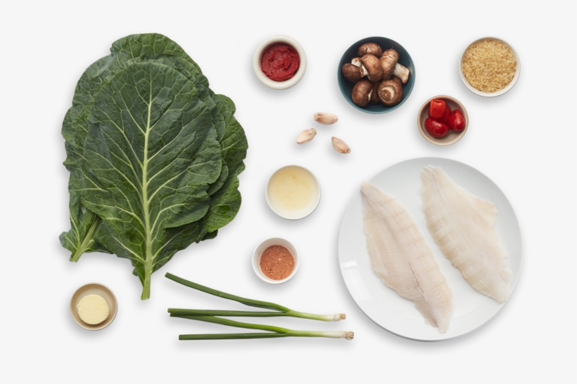 Cajun Catfish & Spiced Rice With Collard Greens & Mushrooms - Cajun Cuisine, transparent png download
