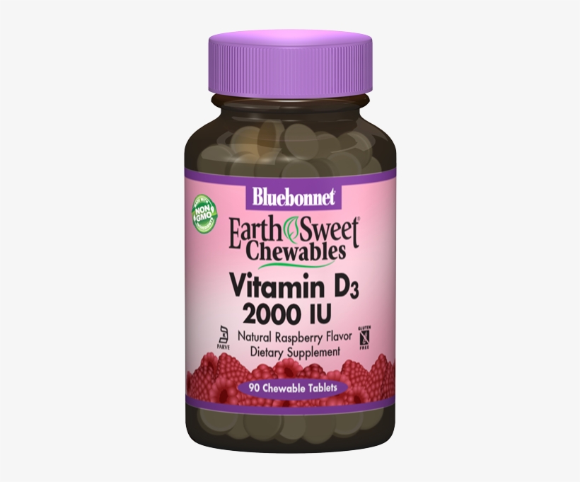 Bluebonnet Earth Sweet Vitamin D3 Natural Raspberry - Chewable B-12, 5000 Mcg, 60 Tablets, transparent png download