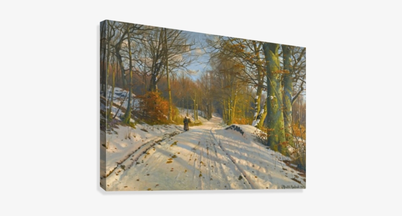Winter Landscape With A Woman Walking On A Path Between - Artist Peder Mork Monsted, transparent png download