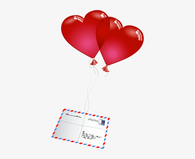 Valentines Day Letter With Heart Balloons Png Picture - Valentines Day Balloons Png, transparent png download