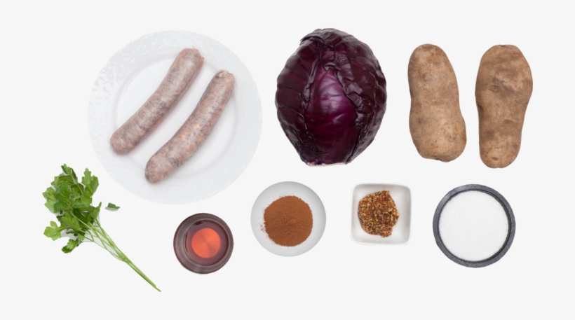 Pan-roasted Bratwurst With Sweet And Sour Red Cabbage - Bread, transparent png download